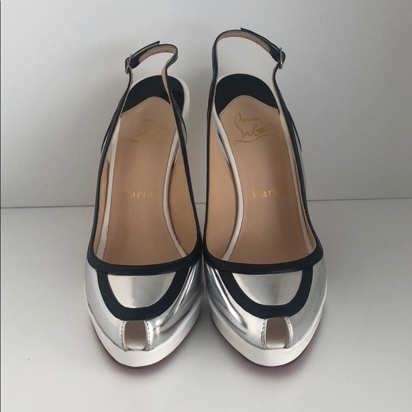Christian Louboutin White/Silver FoxTrot 120 Pumps - Picture 2 of 4